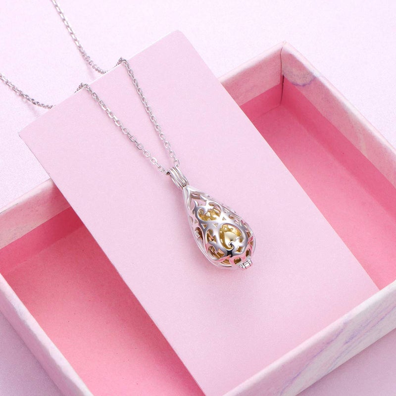 DAOCHONG S925 Sterling Silver Always in My Heart Teardrop Memorial Pendant Necklace with Hollow Urn Keepsake Cremation Jewelry for Ashes - Image 4